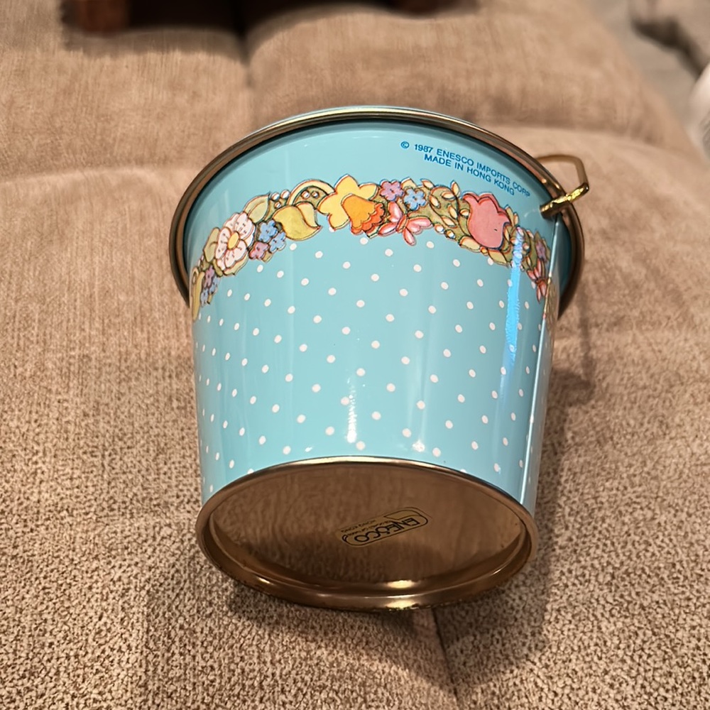 Mama & Papa & Baby Geese flowers small Vintage Covered Spring Time Pail - Picture 8 of 12